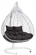 Подвесное кресло-кокон FISHT белое, черная подушка