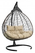 Кресло-кокон подвесное FISHT коричневое+бежевая подушка, до 180 кг ЦН