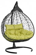 Кресло-кокон подвесное FISHT черное+зеленая подушка, до 180 кг ЦН