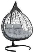 Кресло-кокон подвесное FISHT черное+светло-серая подушка (рогожка), до 180 кг ЦН