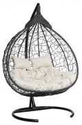 Кресло-кокон подвесное FISHT черное+белая подушка (рогожка), до 180 кг ЦН
