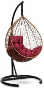 Кресло-кокон подвесное SEVILLA COMFORT горячий шоколад+бордовая подушка, до 180 кг ЦН