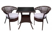 Набор мебели Монреаль мини New (2 кресла с подушкой+стол, ротанг коричневый)