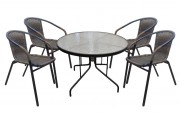 Набор мебели Марсель (4 кресла+стол ф-100см, каркас черн, ротанг желто-черный) WR2719