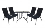 Набор мебели Сан-Ремо 2 (4 кресла+стол, каркас черный, сиденья черные)
