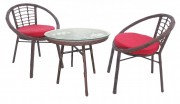 Набор мебели Амальфи (подстолье, столешница, 2 кресла+подушки красные) SR003