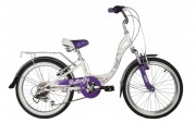 Велосипед 20' хардтейл NOVATRACK BUTTERFLY белый-фиолет., 6 ск., 20SH6V.BUTTERFLY.VL2 2022
