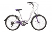 Велосипед 24' рама женская NOVATRACK BUTTERFLY белый-фиолетовый, 6 ск., 13' 24SH6V.BUTTERFLY.13VL22