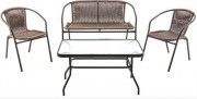 Набор мебели Марсель Делюкс (2 кресла+диван+стол 90х50 см, каркас черный, ротанг желто-черный)