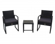 Набор мебели Фрост (стол+2 кресла ротанг черный, подушки серые)  SFS074