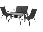 Набор мебели Сан-Ремо Делюкс (2 кресла+диван+стол 90х50см, каркас черный) 4579-МТ003