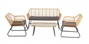 Набор мебели Килсанд (диван+2кресла+стол,бежевый, подушки серые) GS011