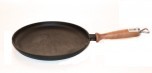Сковорода-блинница чугунная ЭКОЛИТ 260*20 мм, с деревянной ручкой ЭК2620д