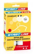 Мячи для настольного тенниса START LINE Standart 2*  6шт., белый 23-122
