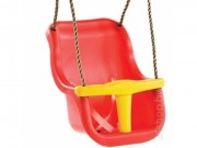 Детское кресло для подвесных качелей КВТ Люкс пластик, красный+желтый, веревка РР