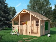 Деревянный детский домик для дачи МЕГАДАЧА-Б XXL 277*204*195 см, НЕ окрашенный
