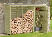 Деревянный шкаф-сарай ИЗЕО с дровницей 280х100х200 см, 2,8 куб.м, НЕ окрашенный