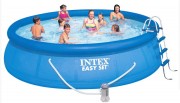 Бассейн надувной INTEX 457*122 см Easy Set, (фильтр-насос 3,8 мЗ/ч, лестница, подстилка, тент) 26168