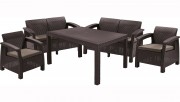 Комплект мебели CORFU II FIESTA brown (стол+2 кресла+2 дивана), полипропилен-имитация ротанг