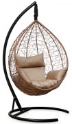 Кресло-кокон подвесное SEVILLA горячий шоколад+бежевая подушка