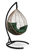 Кресло-кокон подвесное SEVILLA горячий шоколад+зеленая подушка