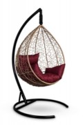 Кресло-кокон подвесное SEVILLA горячий шоколад+бордовая подушка