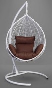 Кресло-кокон подвесное SEVILLA белое+коричневая подушка