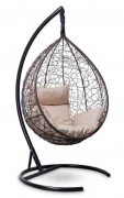Кресло-кокон подвесное SEVILLA коричневое+бежевая подушка