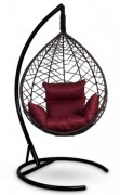 Кресло-кокон подвесное ALICANTE коричневое+бордовая подушка