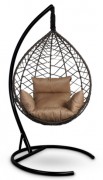 Кресло-кокон подвесное ALICANTE коричневое+бежевая подушка