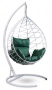 Кресло-кокон подвесное ALICANTE белое+зеленая подушка