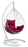 Кресло-кокон подвесное ALICANTE белое+бордовая подушка