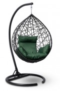 Кресло-кокон подвесное ALICANTE черное+зеленая подушка