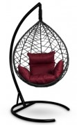 Кресло-кокон подвесное ALICANTE черное+бордовая подушка