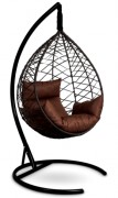 Кресло-кокон подвесное ALICANTE черное+коричневая подушка