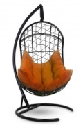 Кресло-кокон подвесное BARSELONA черное+оранжевая подушка
