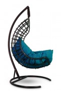 Кресло-кокон подвесное BARSELONA AIRPORT черное+синяя подушка