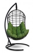Кресло-кокон подвесное BARSELONA AIRPORT черное+зеленая подушка