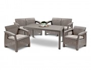 Комплект мебели CORFU II FIESTA cappuccino (стол+2 кресла+2 дивана), полипропилен-имитация ротанг
