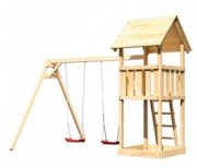 Детская игровая площадка МЕГАДАЧА-И с песочницей и качельным модулем на 2 места, Не окрашенный