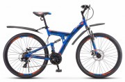 Велосипед 27,5' двухподвес STELS FOCUS MD диск, синий/неон. красный, 21ск., 19' (2020) V010 LU083834