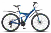 Велосипед 27,5' STELS FOCUS MD диск, синий/неон. зелёный 21 ск., 19' (2020) V010 LU083835