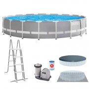 Бассейн каркасный INTEX 549*122см Prism Frame Pool ФИЛЬТР-НАСОС , ЛЕСТНИЦА, ТЕНТ, ПОДСТИЛКА 26732 GN