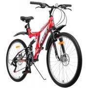 Велосипед 26' двухподвес FOXX FREELANDER красный, 18' 26SFD.FREELD.18RD0 (2020) Бесплатная сборка