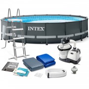 Бассейн каркасный INTEX 488*122 см Ultra Frame Pool(ф.-насос 4,5 мЗ/ч,лестница,подстилка,тент) 26326