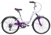 Велосипед 24' рама женская NOVATRACK BUTTERFLY белый-фиолетовый, 6-ск., 13' 24SH6V.BUTTERFLY.13VL9 (2019)