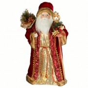 Дед Мороз Holiday Classics в красно-золотой шубе с золотым посохом 60 см SD6099