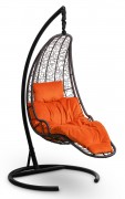 Кресло-кокон подвесное LUNA черное+оранжевая подушка, до 180 кг ЦН