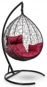 Кресло-кокон подвесное SEVILLA черное+бордовая подушка, до 180 кг ЦН