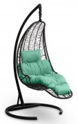Кресло-кокон подвесное LUNA черное+бирюзовая подушка, до 180 кг ЦН